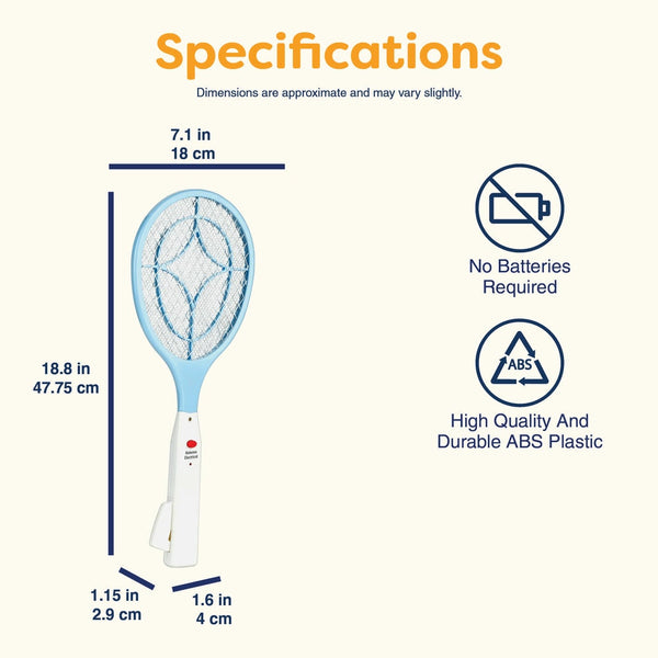 NINESTARS Battery-Free Electric Mosquito Fly Swatter, Ergonomic Design, Press-to-Charge, ABS Material, Triple-Layer Mesh