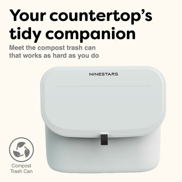 Kitchen Counter Top Compost Trash Can White Pull Top | 1.8 Gallon