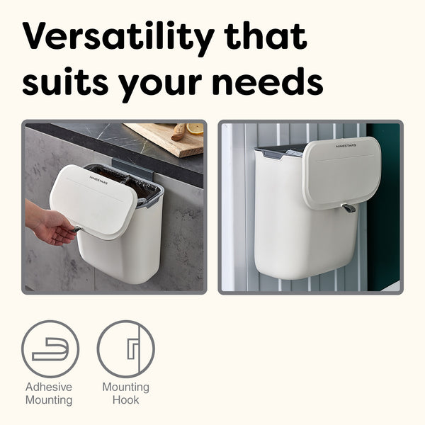 Countertop Hanging Trash Can for Kitchen Bathroom Compost Trash Can | 1.3 Gallon