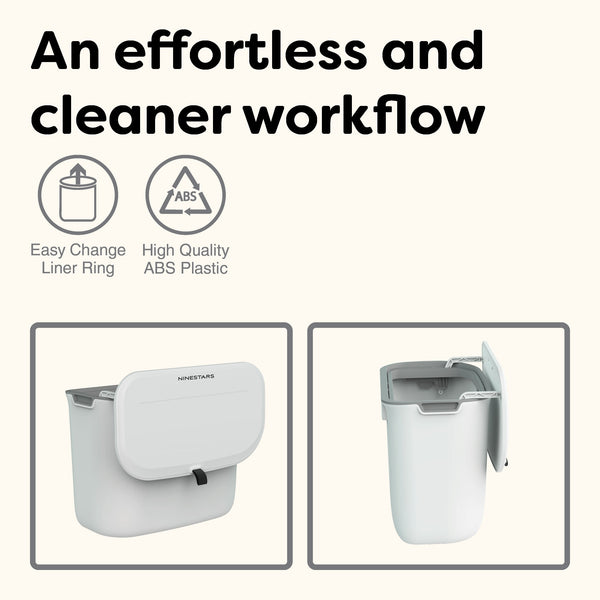 Kitchen Counter Top Compost Trash Can White Pull Top | 1.8 Gallon