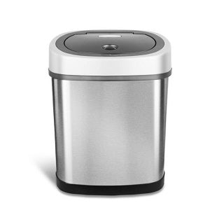 Oval Motion Sensor Trash Can Hands Free For Bathroom Bedroom | 3.2 Gallon