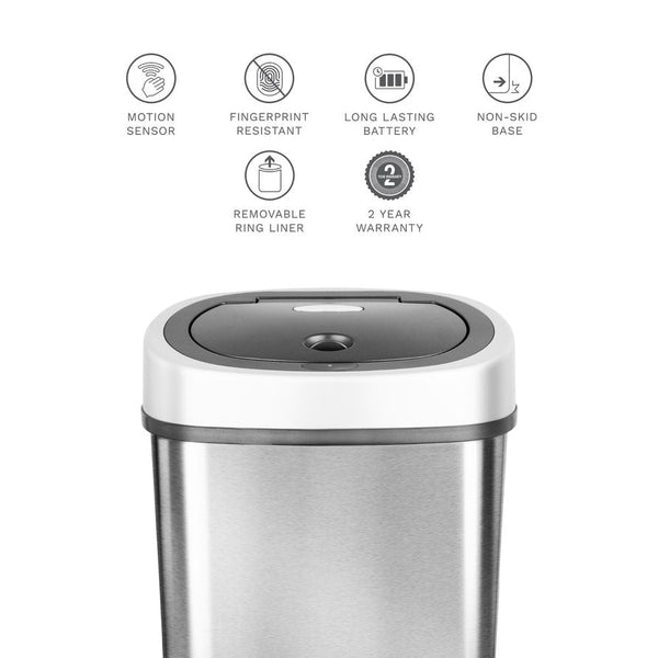Oval Motion Sensor Trash Can Hands Free For Bathroom Bedroom | 3.2 Gallon