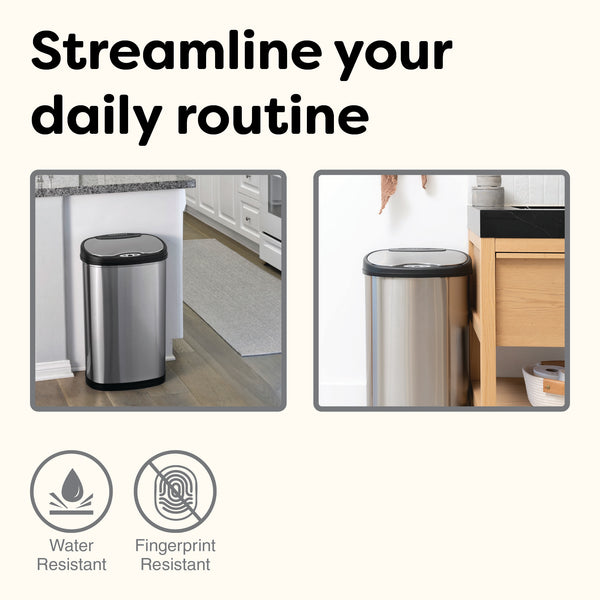 Rectangular Hands Free Motion Sensor Trash Can For Kitchen Office | 13 Gallon