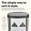 Dual Compartment Touch Free Motion Sensor Trash Can Stainless Steel For Kitchen Office | 13 Gallon
