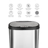 Dual Compartment Touch Free Motion Sensor Trash Can Stainless Steel For Kitchen Office | 13 Gallon
