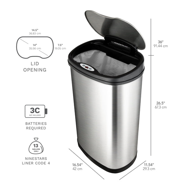 Ninestars Rectangular Motion Sensor Trash Can