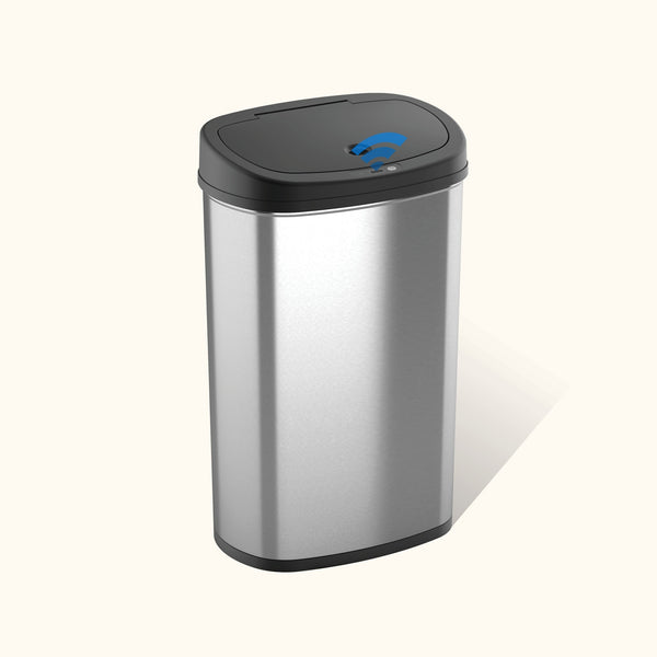 Oval Touch-Free Motion Sensor Trash Can Stainless Steel For Kitchen Office | 13.2 Gallon