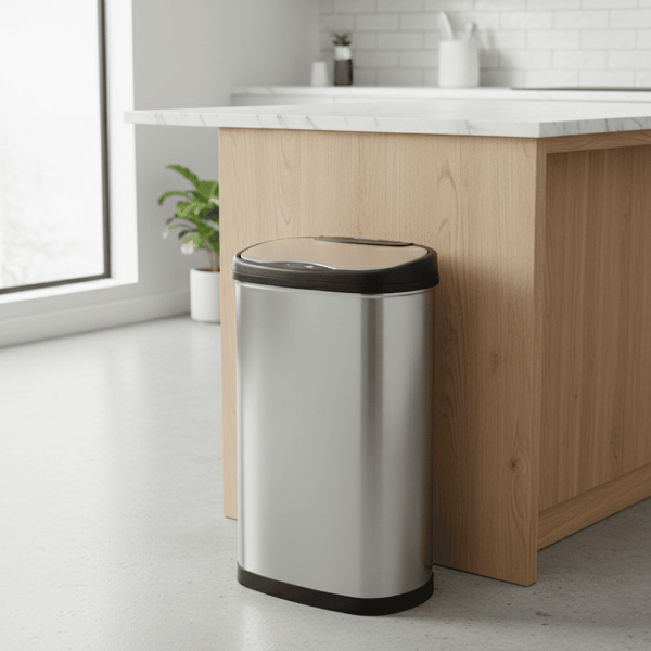 Oval Touch Free Motion Sensor Trash Can Stainless Steel for Kitchen Office | 13.2 Gallon