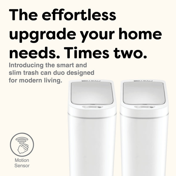 Slim Bathroom Motion Sensor Trash Can Set of 2 Trash Bin ABS | 1.85 Gallon