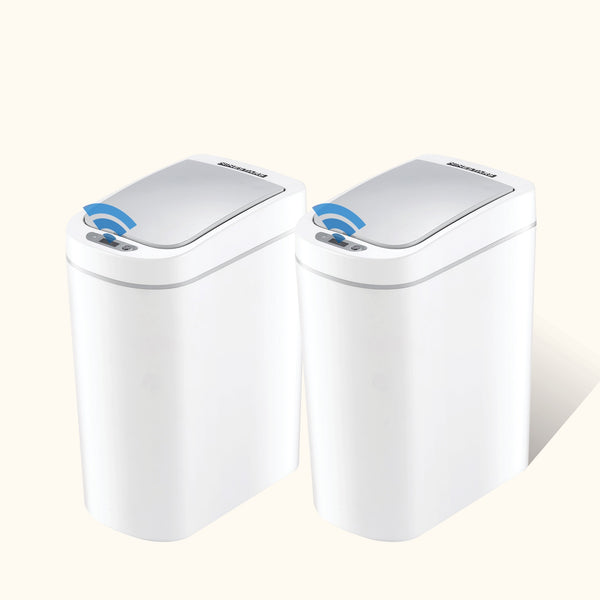 Slim Bathroom Motion Sensor Trash Can Set of 2 Trash Bin ABS | 1.85 Gallon