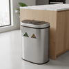 Dual Compartment Hands-Free Motion Sensor Trash Can Stainless Steel For Kitchen Office | 18.5 Gallon