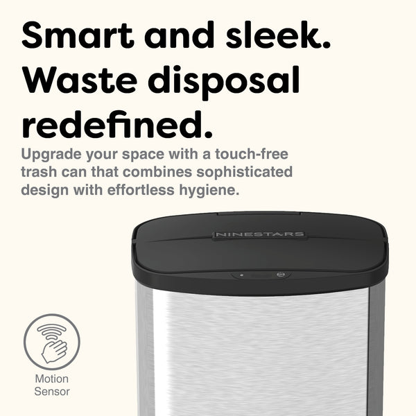Stainless Steel Motion Sensor Touch Free Trash Can For Bedroom Bathroom | 2 Gallon