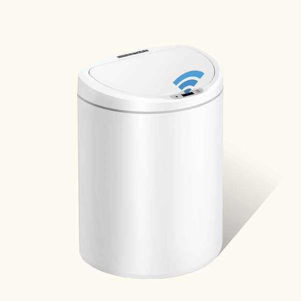 Semi-Round Motion Sensor Trash Can ABS White for Bathroom Bedroom Office | 2.6/2.1Gallon