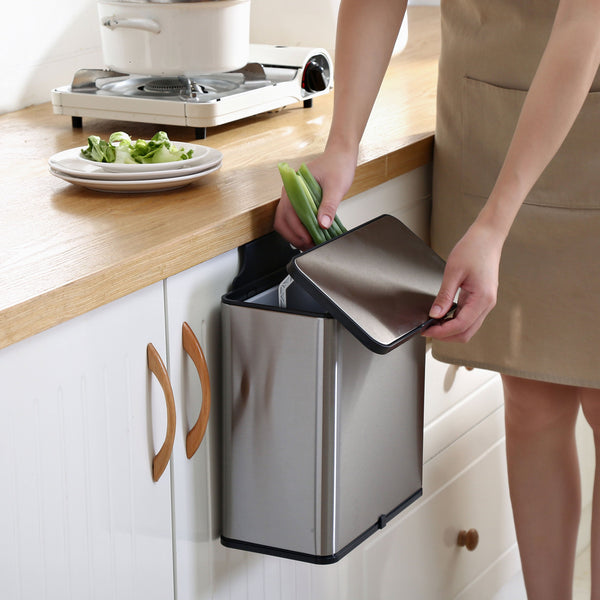 Kitchen Counter Cabinet Trash Can Compost Caddy Stainless Steel | 0.8 Gallon
