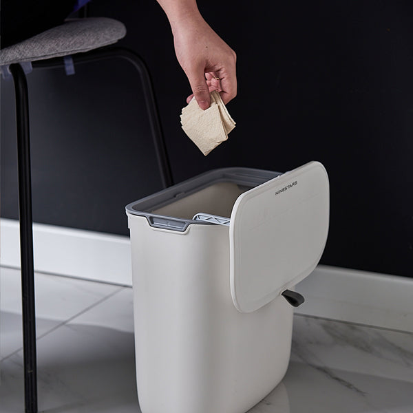 Kitchen Counter Top Compost Trash Can White Pull Top | 1.8 Gallon