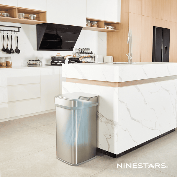 Nova² UV Odor Neutralizing Trash Can Squared for Kitchen Office Nursery | 13 Gallon