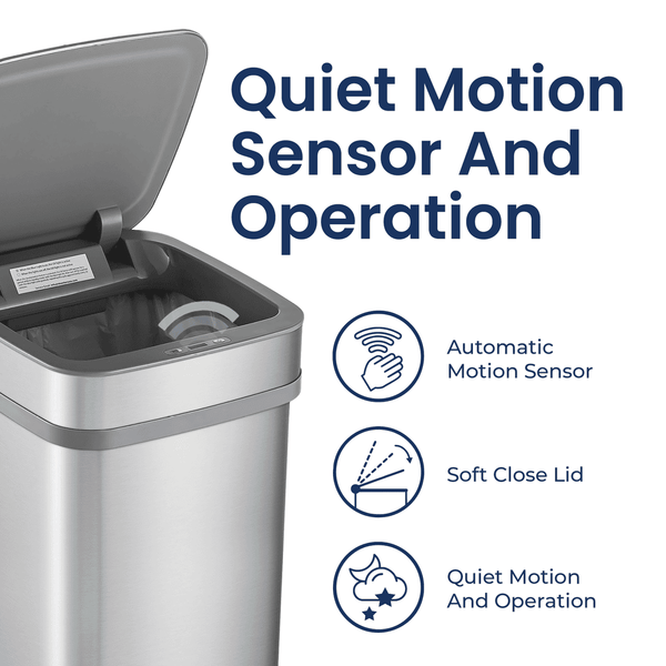 Nova² UV Odor Neutralizing Trash Can Squared for Kitchen Office Nursery | 13 Gallon