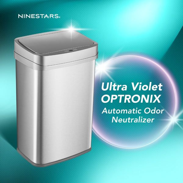 UV Odor Neutralizing Touch-Free Trash Can For Kitchen Office Nursery | 13 Gallon