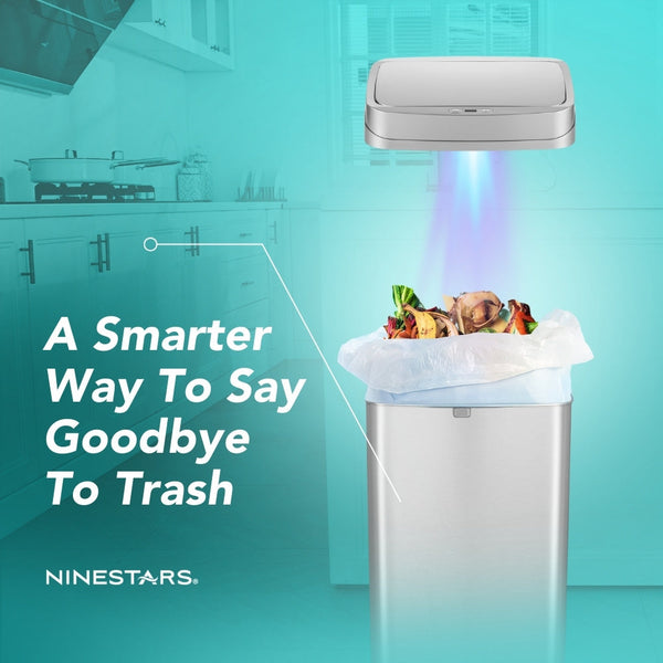 UV Odor Neutralizing Touch-Free Trash Can For Kitchen Office Nursery | 13 Gallon