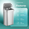 UV Odor Neutralizing Touch-Free Trash Can For Kitchen Office Nursery | 13 Gallon
