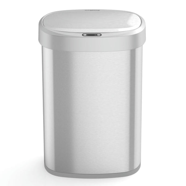 Oval Automatic Sensor Trash Can Soft Close Stainless Steel For Kitchen Office | 13 Gallon
