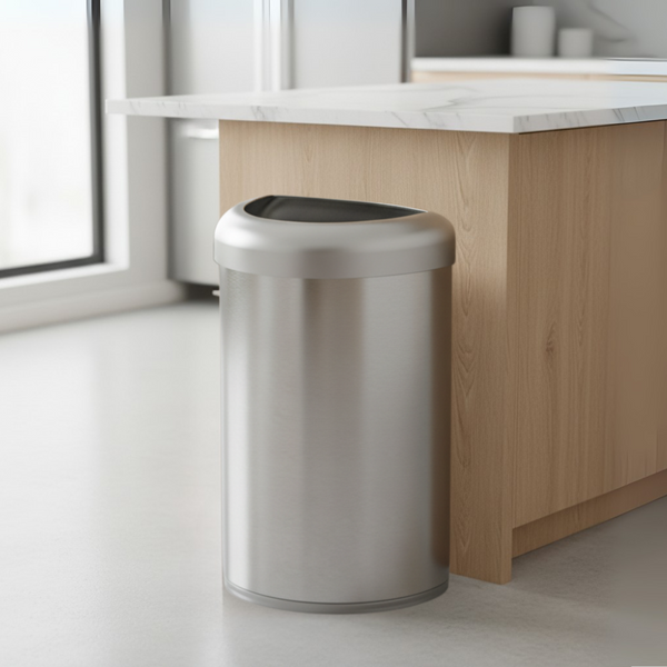 Stainless Steel Open Tap Trash Can Fingerprint Resistant Large Capacity | 21 Gallon