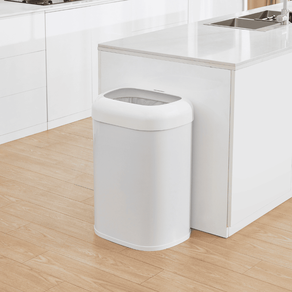 White Open Top Trash Can Large Capacity Stainless Steel For Office Garage Commercial | 21 Gallon