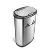 Dual Compartment Touch Free Motion Sensor Trash Can Stainless Steel For Kitchen Office | 13 Gallon