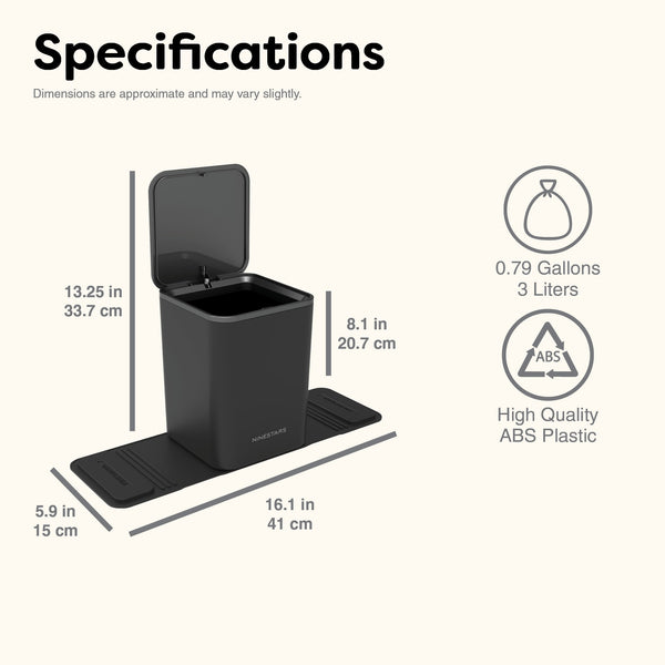 Portable Mini Trash Can With Non-Skid Mat Fold-n-Tuck Design For Car & Trucks | 0.79 Gallon