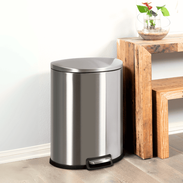 Stainless Steel Step-On Trash Can For Kitchen Office | 13.2 Gallon