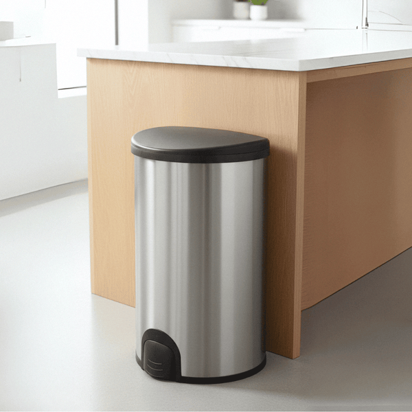 Semi-Round Toe Tap Sensor Trash Can Stainless Steel | 13 Gallon