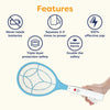 NINESTARS Battery-Free Electric Mosquito Fly Swatter, Ergonomic Design, Press-to-Charge, ABS Material, Triple-Layer Mesh
