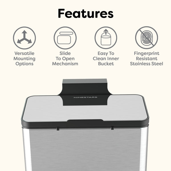 Kitchen Counter Cabinet Trash Can Compost Caddy Stainless Steel | 0.8 Gallon