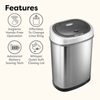 Rectangular Hands-Free Motion Sensor Trash Can For Kitchen and Office | 11 Gallon
