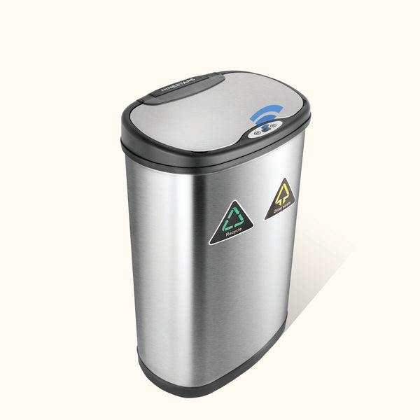 Dual Compartment Touch Free Motion Sensor Trash Can Stainless Steel For Kitchen Office | 13 Gallon