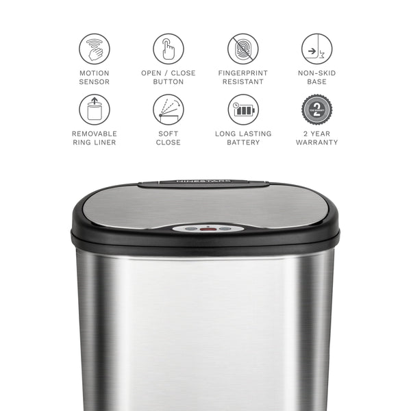 Ninestars Rectangular Motion Sensor Trash Can 