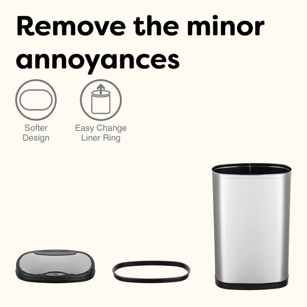 Oval Touch Free Motion Sensor Trash Can Stainless Steel for Kitchen Office | 13.2 Gallon