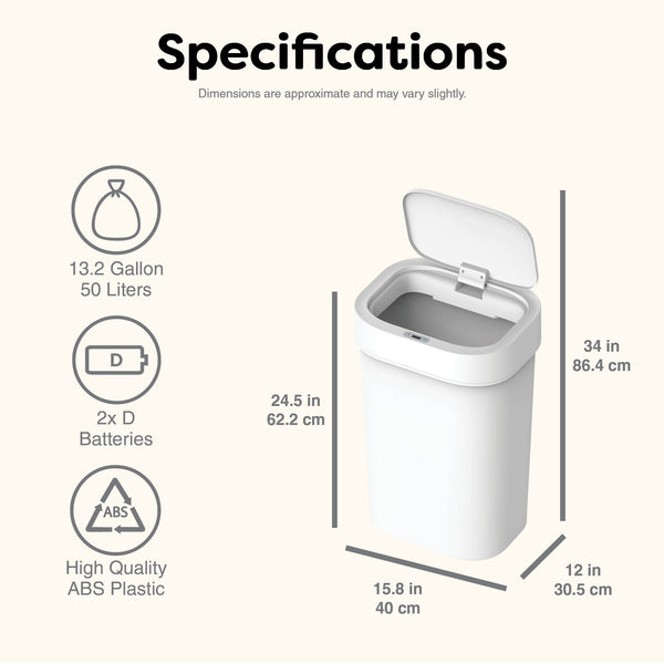 Rectangular Automatic Touchless Infrared Motion Sensor Trash Can | 13 Gallon