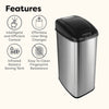 Slim Touch-Free Motion Sensor Trash Can Stainless Steel For Kitchen Office | 13 Gallon
