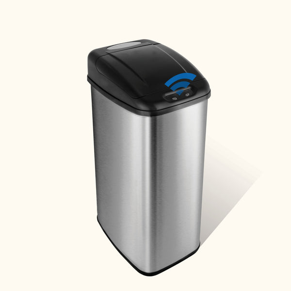 Slim Touch-Free Motion Sensor Trash Can Stainless Steel For Kitchen Office | 13 Gallon