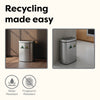 Dual Compartment Hands-Free Motion Sensor Trash Can Stainless Steel For Kitchen Office | 18.5 Gallon