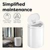 Semi-Round Motion Sensor Trash Can ABS White for Bathroom Bedroom Office | 2.6/2.1Gallon