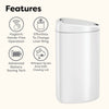 Semi-Round Motion Sensor Trash Can ABS White for Bathroom Bedroom Office | 2.6/2.1Gallon