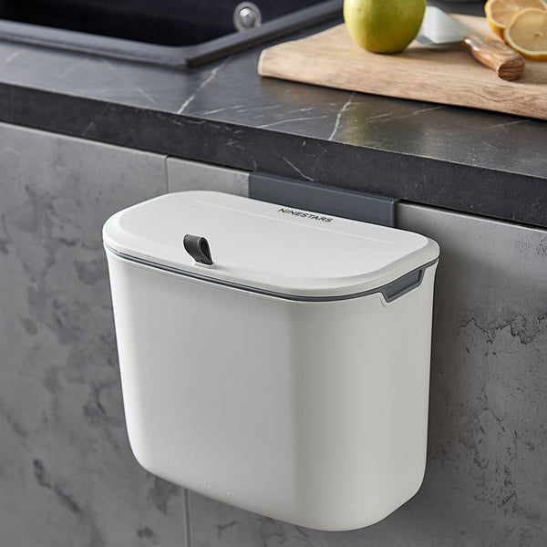 Kitchen Counter Top Compost Trash Can White Pull Top | 1.8 Gallon