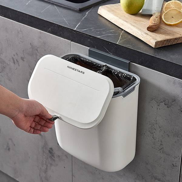 Kitchen Counter Top Compost Trash Can White Pull Top | 1.8 Gallon