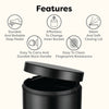 Round Step On Trash Can For Bathroom and Bedroom Black | 1.3 Gallon
