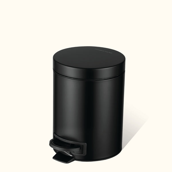 Round Step On Trash Can For Bathroom and Bedroom Black | 1.3 Gallon