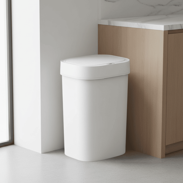 Touch-Free Motion Sensor Trash Can ABS White For Kitchen Office Garage | 13.2 Gallon